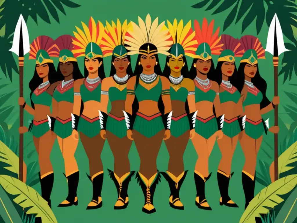 Ilustración vintage de guerreras Amazonas: ¿Mito feminista o expedición guerrera?