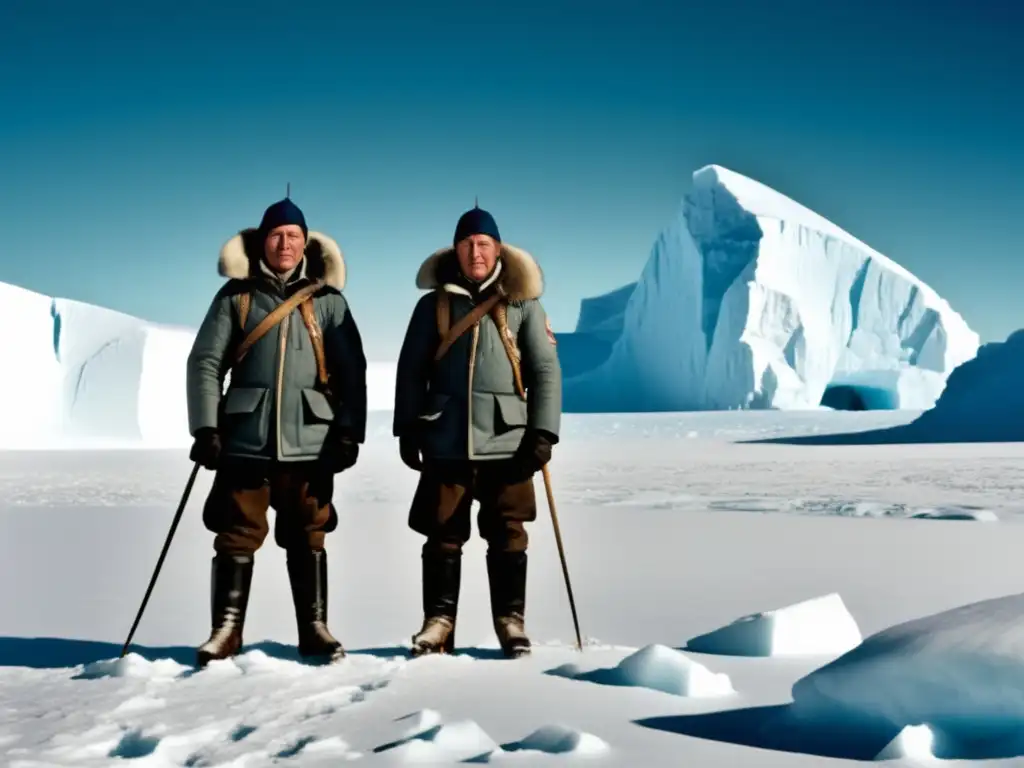 Amundsen y Scott en el Polo Sur: Exploradores legendarios en un paisaje antártico impresionante