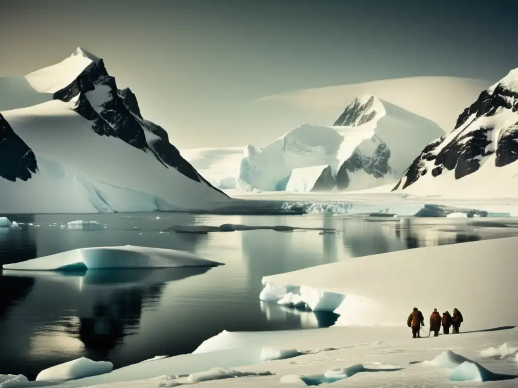 Imagen: Paisaje helado de Antarctica con montañas nevadas y mar congelado