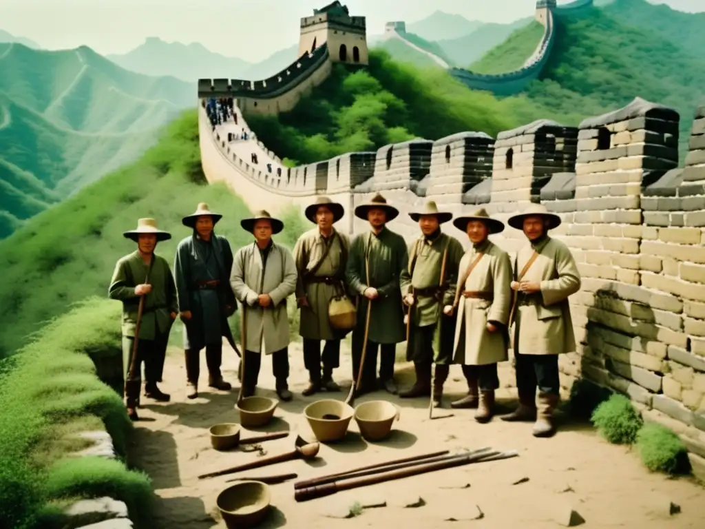 Grupo de arqueólogos descubriendo la fascinante historia de la Gran Muralla China