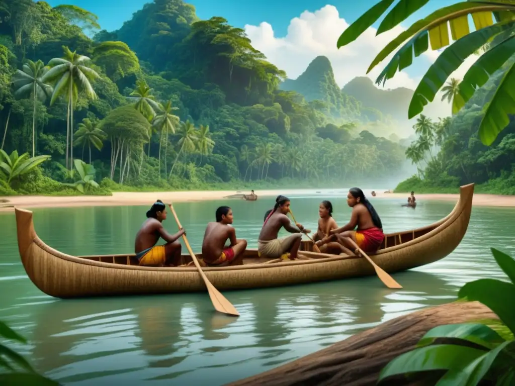 Los Secretos de la Navegación Indígena: Artesanos tallan una canoa tradicional en la selva tropical