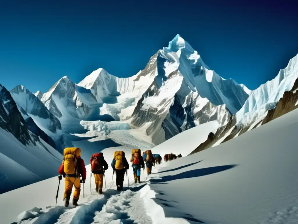 Montañistas ascendiendo la majestuosa montaña Gasherbrum II: El desafío de una expedición llena de incertidumbre