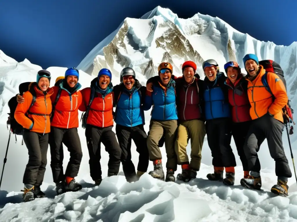 Ascenso a montaña Gasherbrum I: Equipo triunfante en cumbre