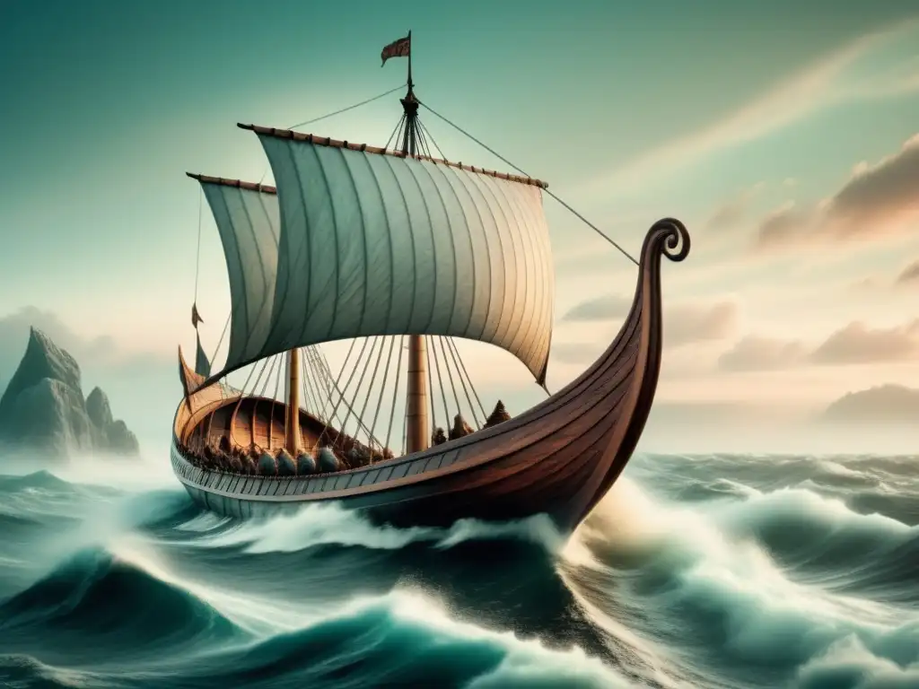 Vikingos en un barco con dragones exploran misterioso Vinland - Los secretos detrás del Vinland: La tierra descubierta por Leif Erikson