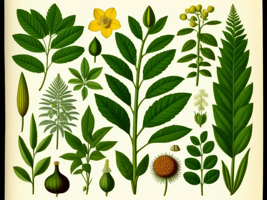 Ilustración botánica vintage de plantas descubiertas por José Celestino Mutis: un legado histórico de descubrimiento