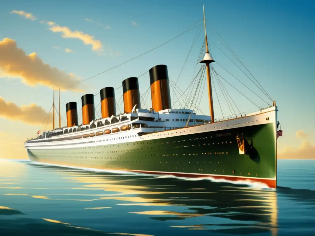 Majestuoso RMS Britannic en el océano El RMS Britannic: El Hermano Olvidado del Titanic, majestuoso y elegante en su esplendor marítimo