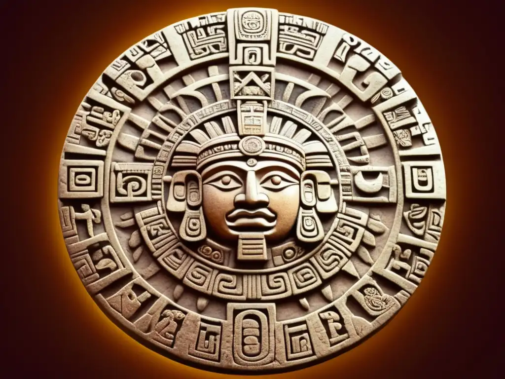 Detallada imagen del Calendario Azteca con intrincado diseño y simbolismo