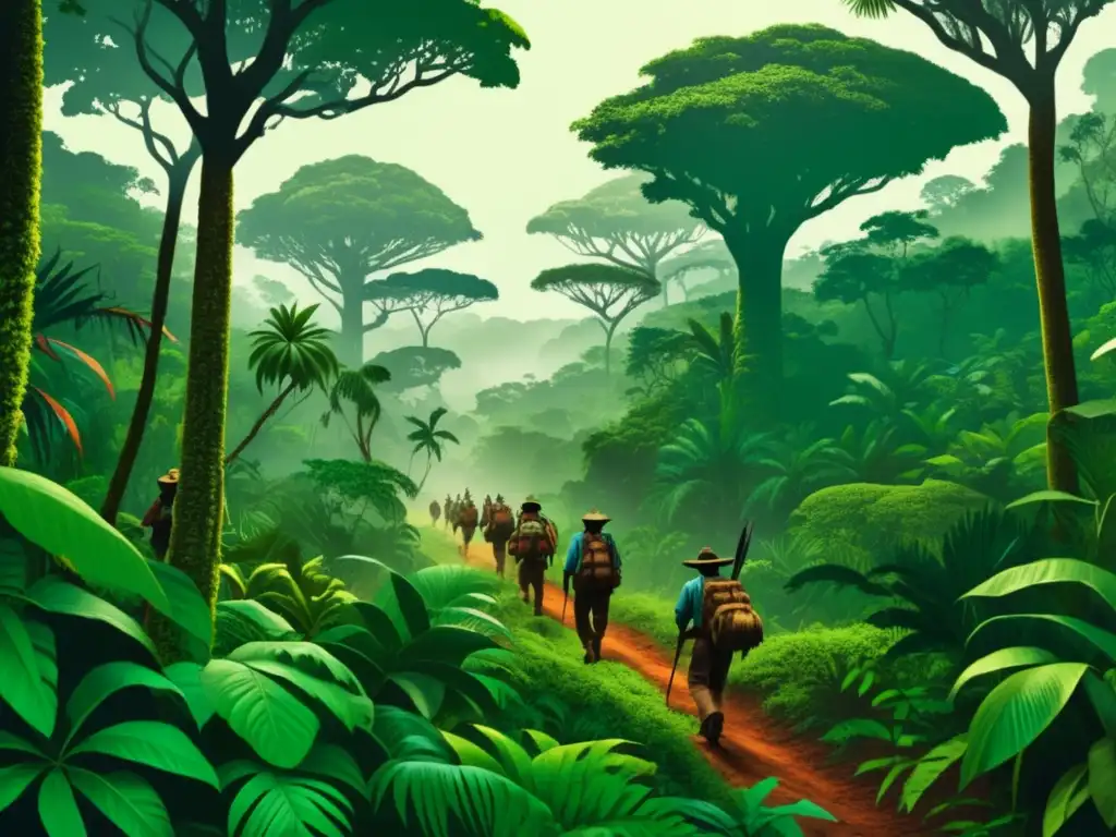 Ilustración impresionante de técnicas de caza indígenas que salvaron expediciones en una exuberante selva