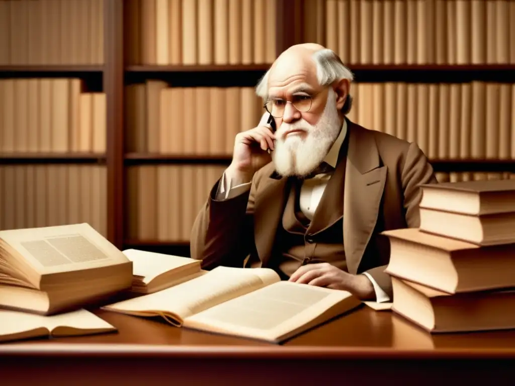 Charles Darwin investigando Teoría de la Evolución