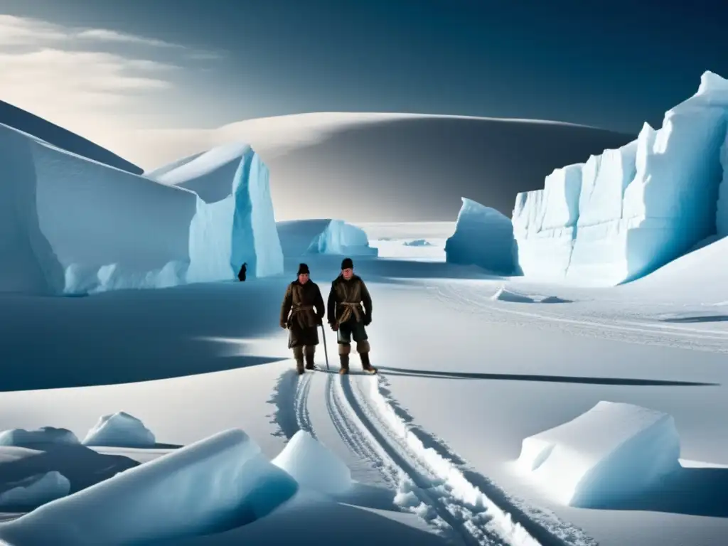 Confrontación épica en la conquista del Polo Sur, Scott y Amundsen, paisajes helados y aventuras peligrosas