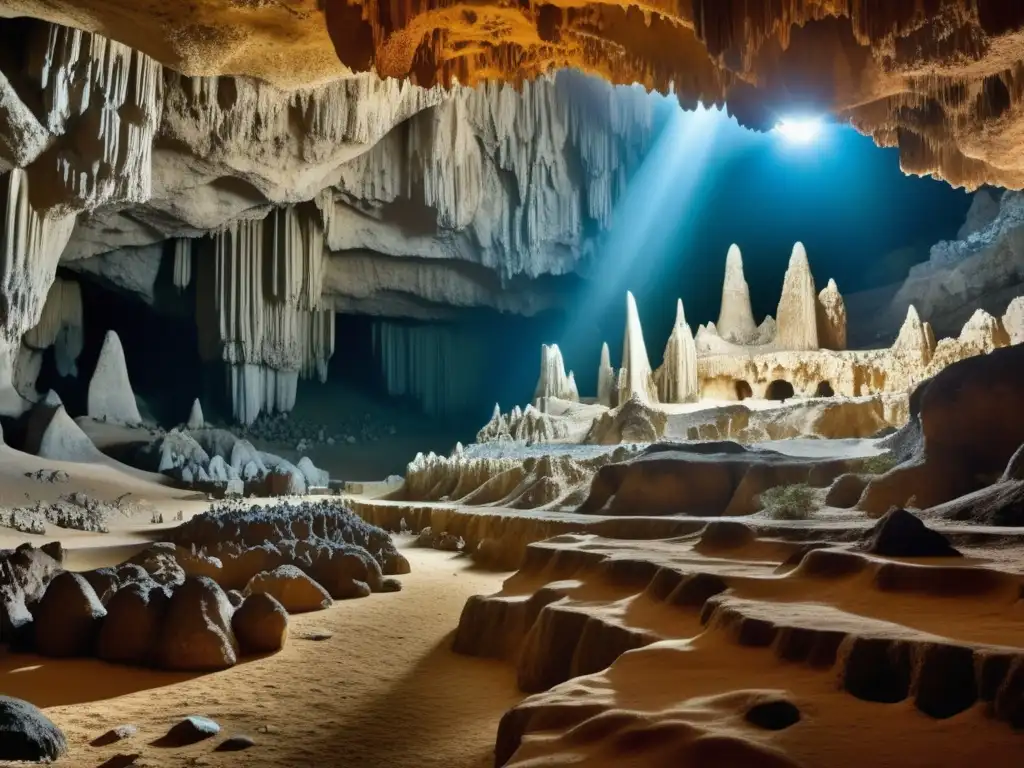 Cueva de Lechuguilla: Impresionante imagen de la cueva con formaciones rocosas únicas, estalagmitas y estalactitas