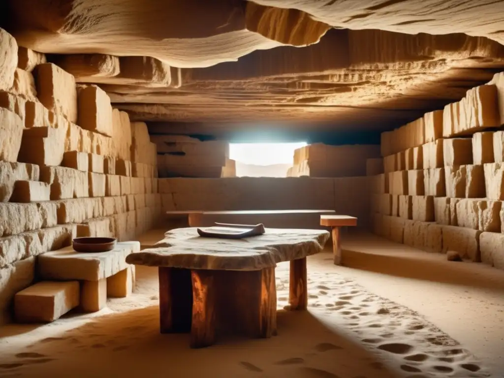 Interior de la cueva en Qumran con el Pergamino de Copper Scroll: ¿El mapa del tesoro de los esenios?