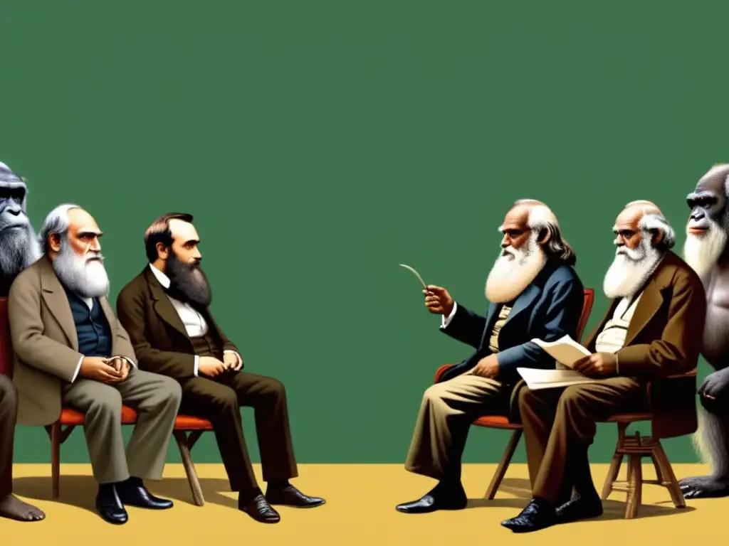 Ilustración vintage: Debate científico y religioso sobre 