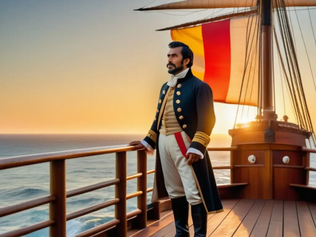 Cabrillo en su barco, mirando al océano Pacífico