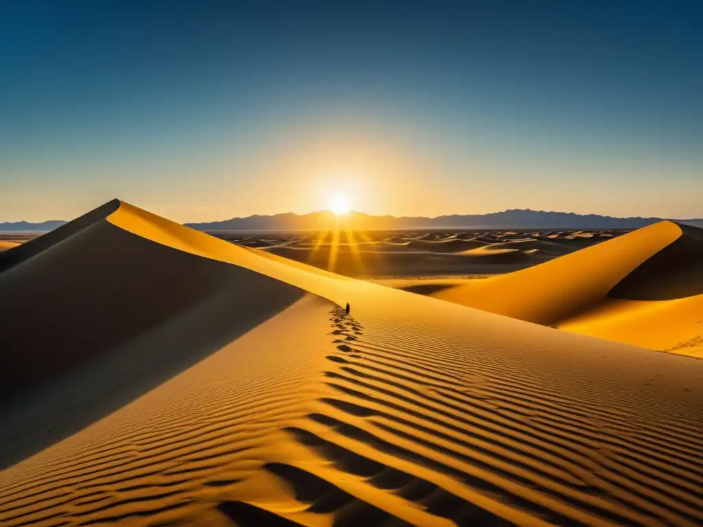 Desierto de Kyzylkum: Aventurero solitario frente a paisaje dorado y desolado