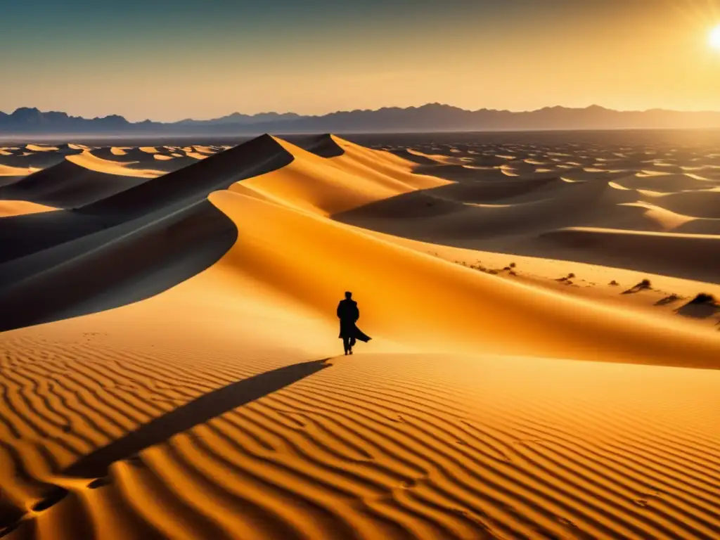 Paisaje de desierto con dunas doradas y oasis, encontrar agua en el desierto