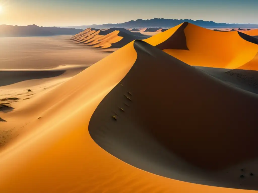 Hermoso desierto de Namibia: misterioso, vintage, arena dorada, camellos, aventura y tranquilidad