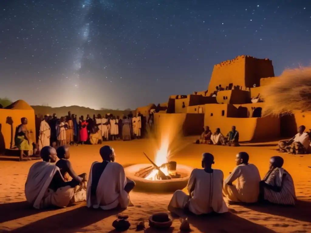 El misterio de los Dogones: Un viaje al corazón de África - Noche estrellada sobre la antigua aldea Dogon en Mali, África Occidental