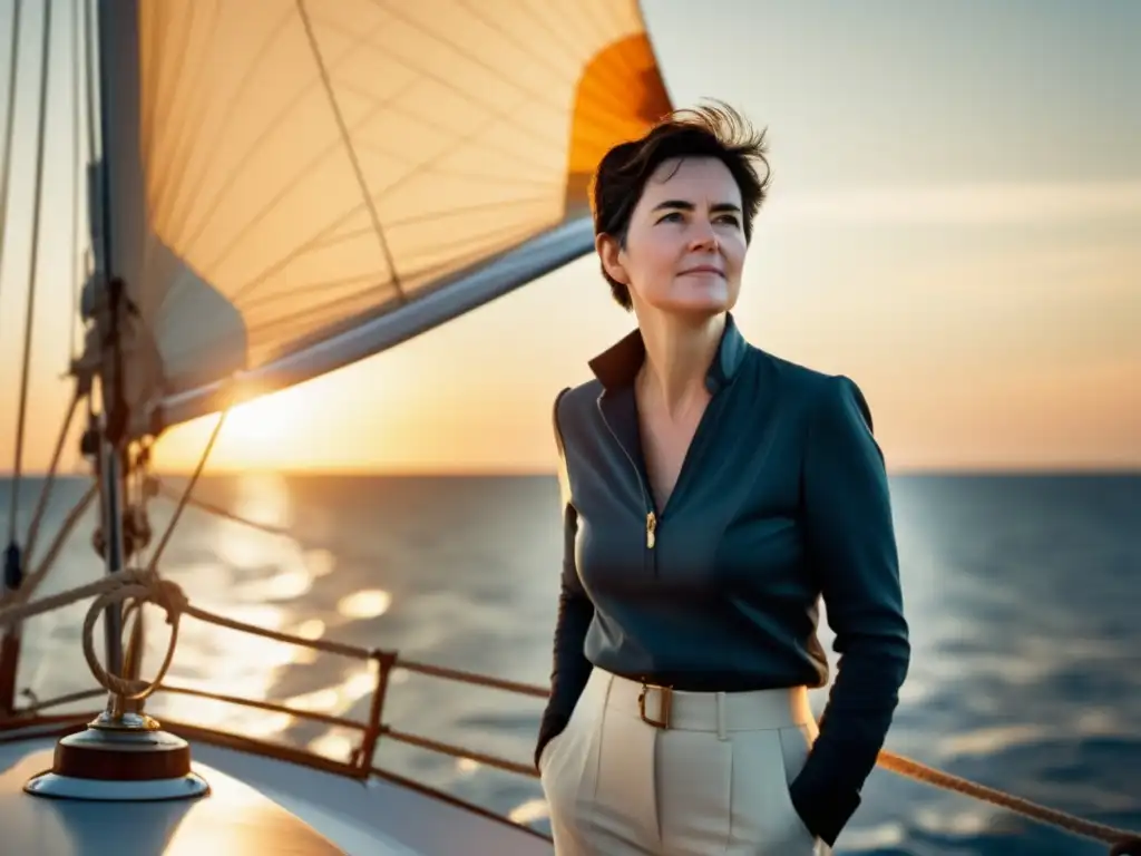 Ellen MacArthur: La mujer que conquistó los mares en una imagen nostálgica en su velero, con el vasto océano de fondo