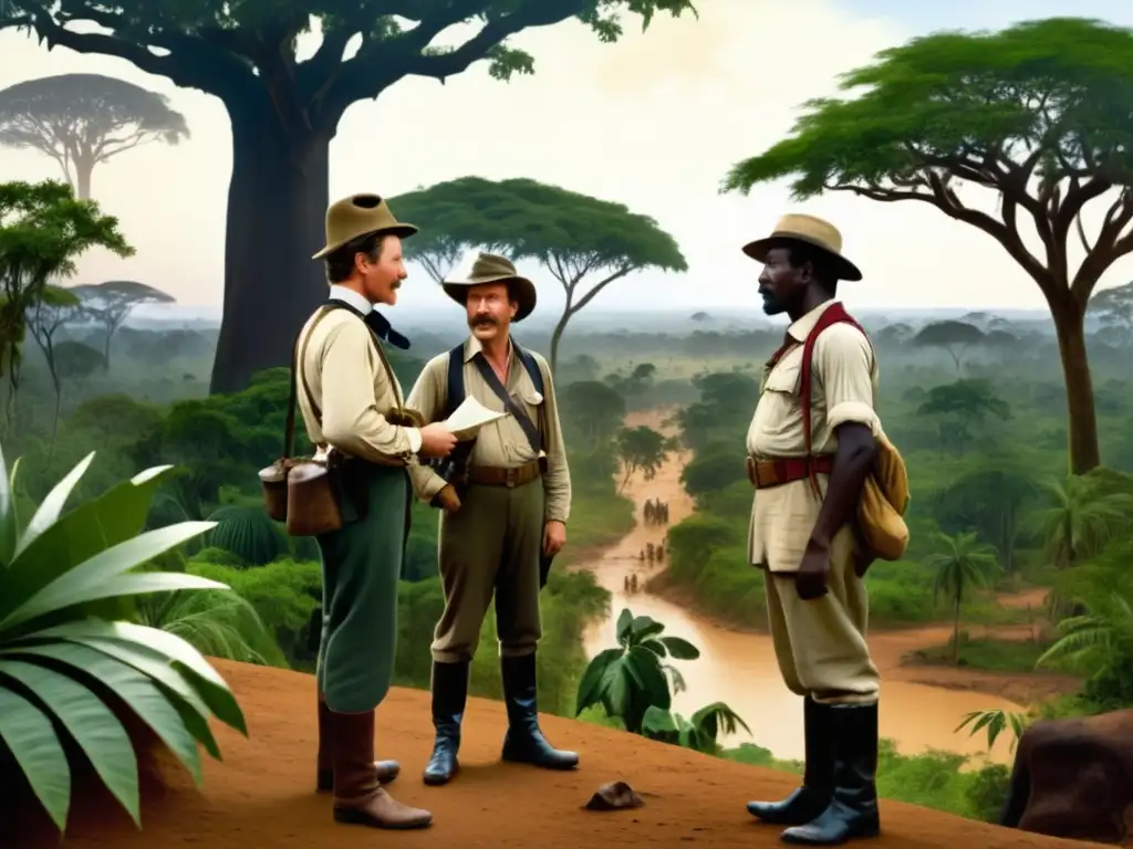 Encuentro histórico entre Stanley y Livingstone en la selva africana - Expedición de Stanley