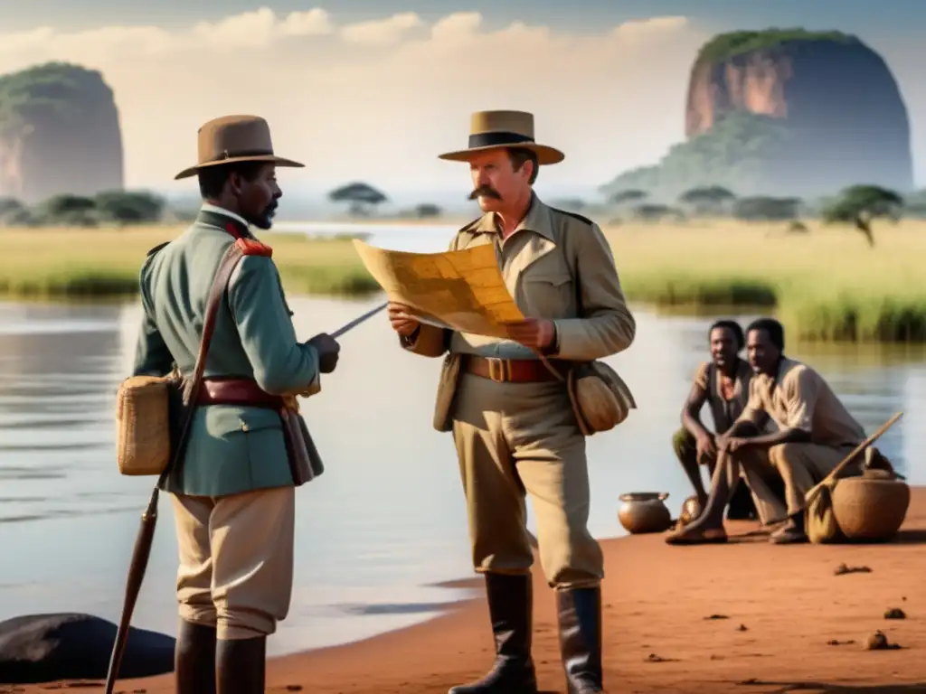 'Stanley y Livingstone: Pioneros en la cartografía de África en una imagen vintage 8k'