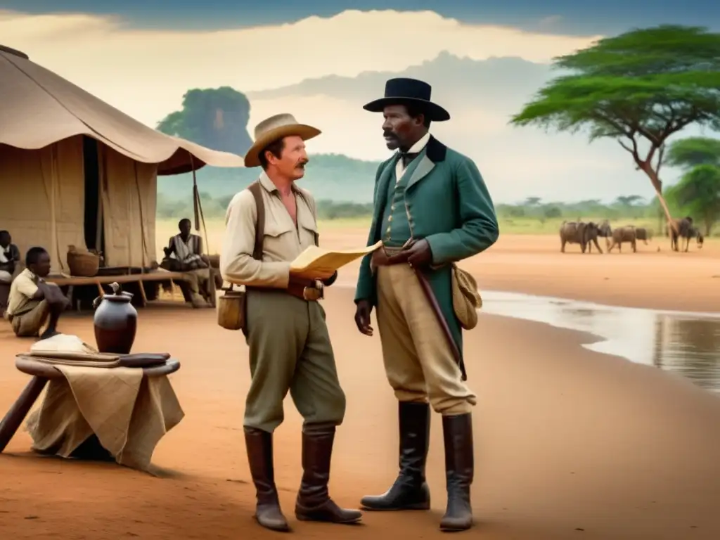 Encuentro histórico de Livingstone y Stanley en Ujiji, África