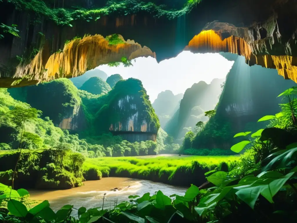 Cueva Hang Son Doong: Entrada impresionante entre exuberante vegetación y acantilados de piedra caliza