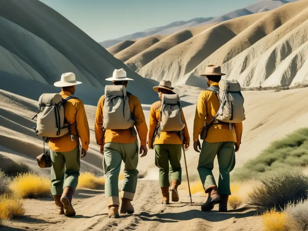 Equipo de geólogos en expedición por la falla de San Andrés en California, USA