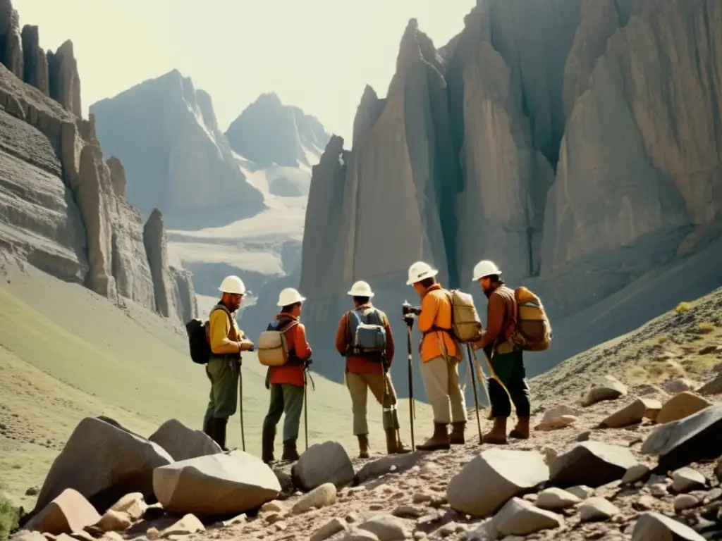 Equipo de geólogos en expediciones de alto riesgo sísmico