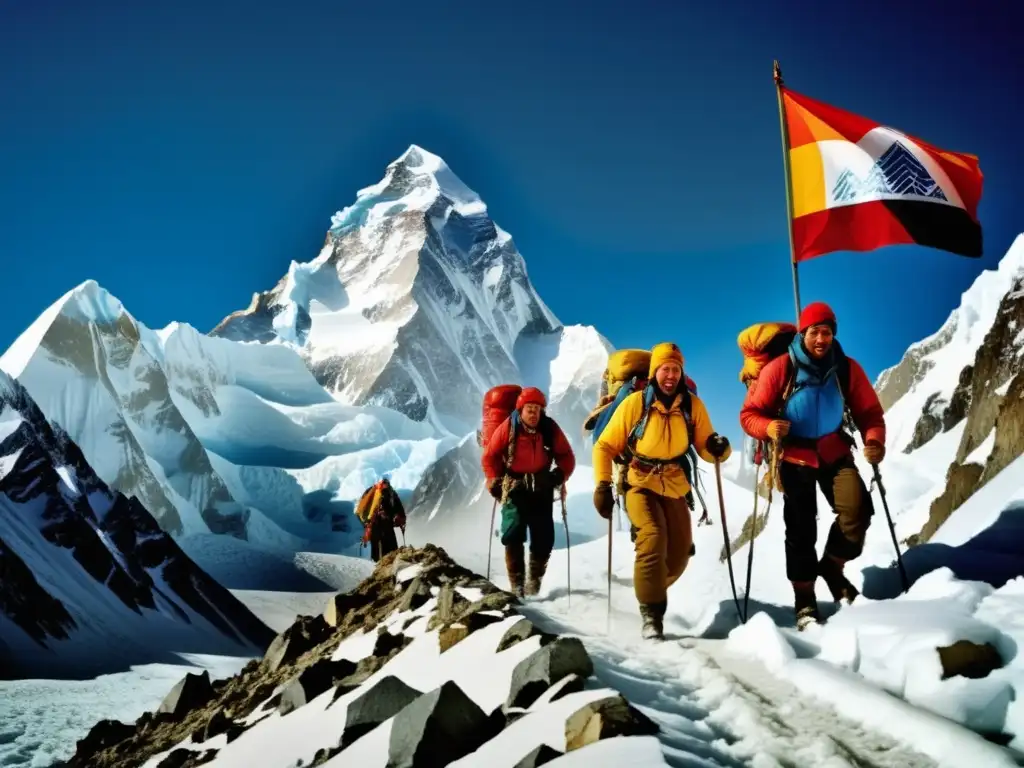 Expediciones a la cima del mundo: El K2 y sus conquistadores - Montañeros escalando la majestuosa montaña K2