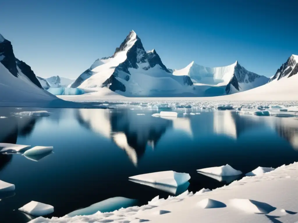 Imagen de paisaje helado en la Antártida, reflejo del pasado de expediciones científicas