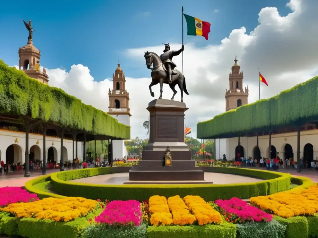 Estatua de Hernán Cortés en plaza central, rodeada de naturaleza y admirada por turistas y locales