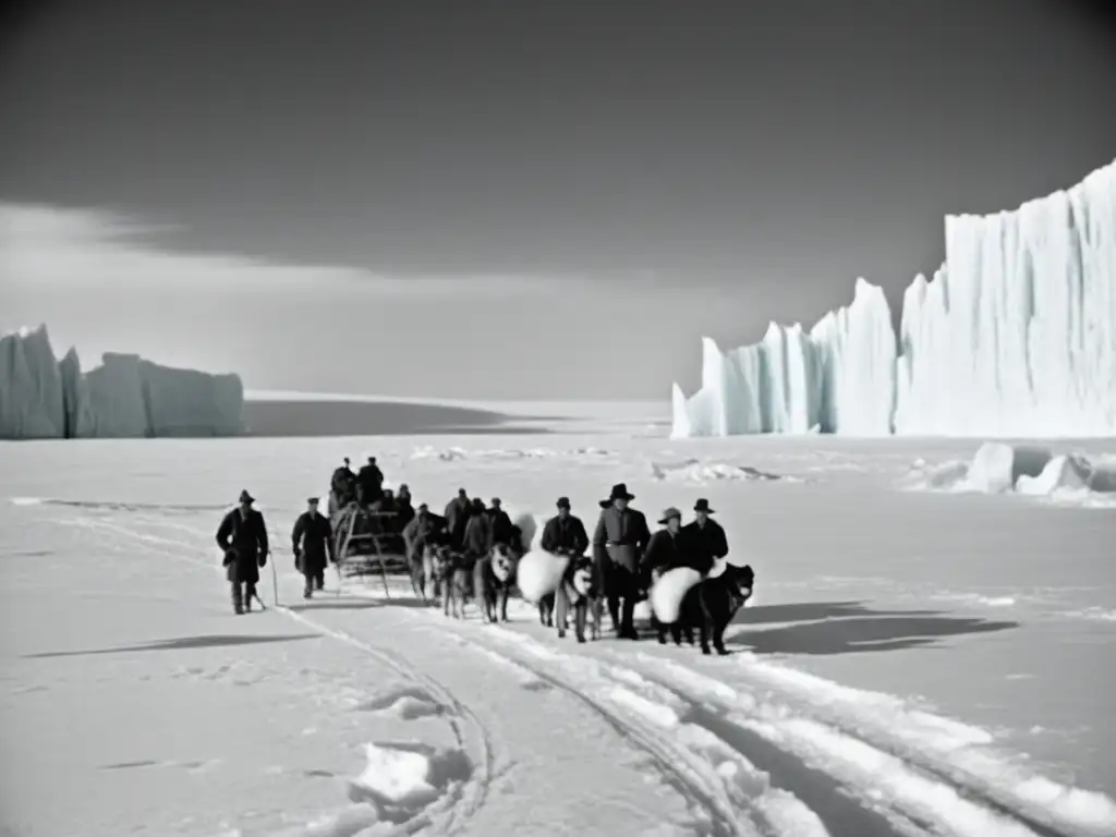 Expedición de Robert Peary al Polo Norte: exploradores enfrentando desafíos en la inhóspita tierra ártica