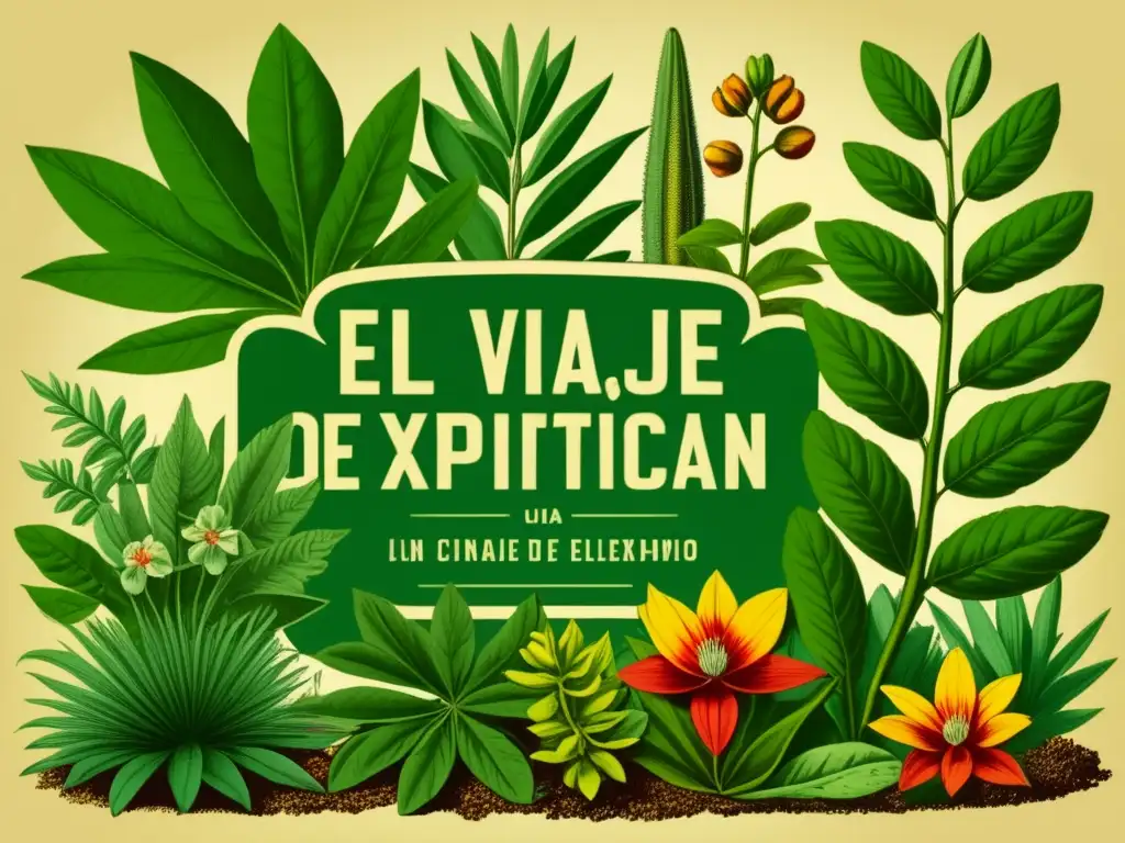 Ilustración vintage de expedición botánica 