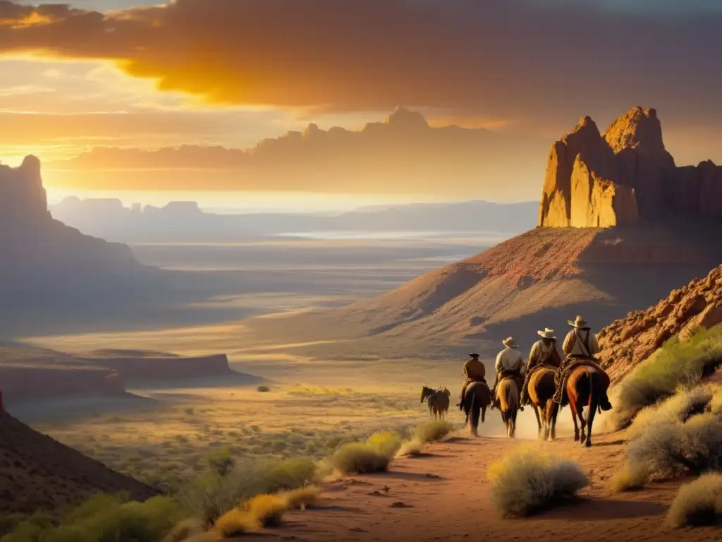 Paisaje del suroeste americano durante la expedición de Coronado en busca de las Siete Ciudades