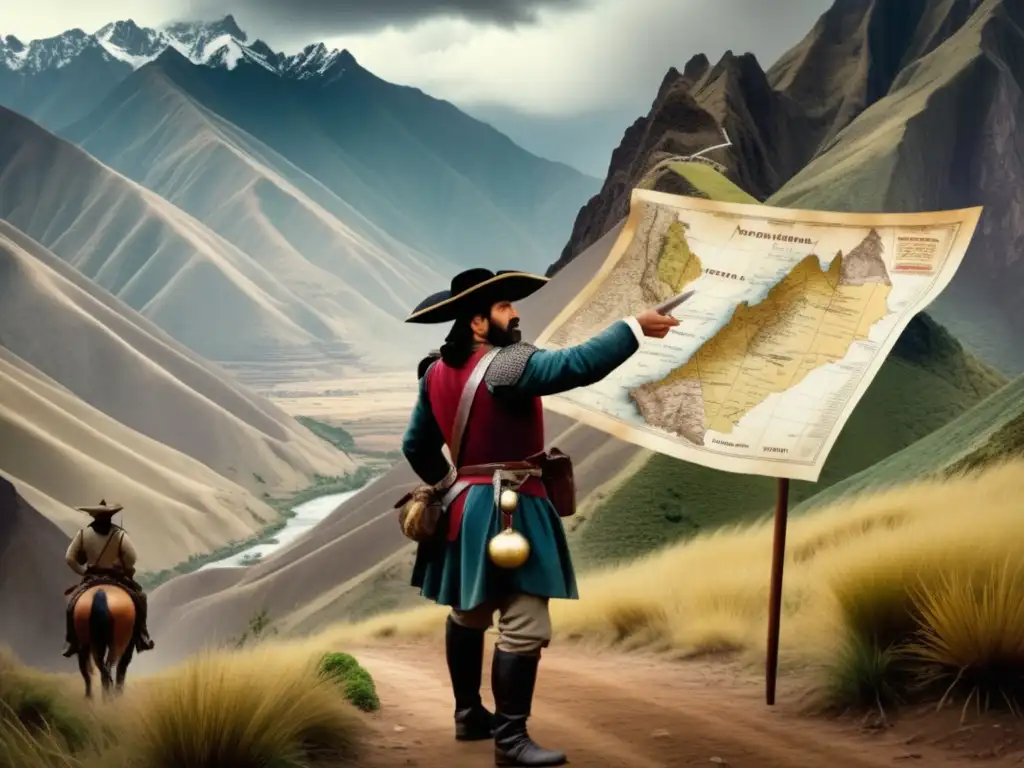 Expedición de Pizarro a Perú en majestuosos Andes