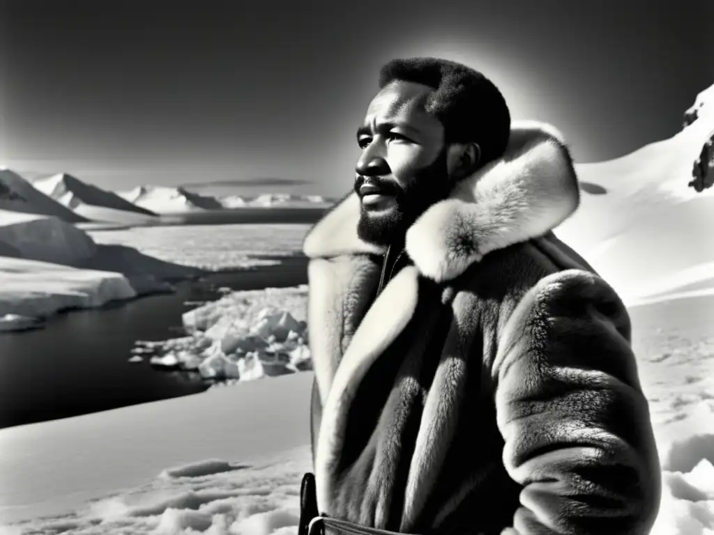 Matthew Henson al Polo Norte: foto vintage en blanco y negro que muestra su valentía y la belleza helada de su épica expedición