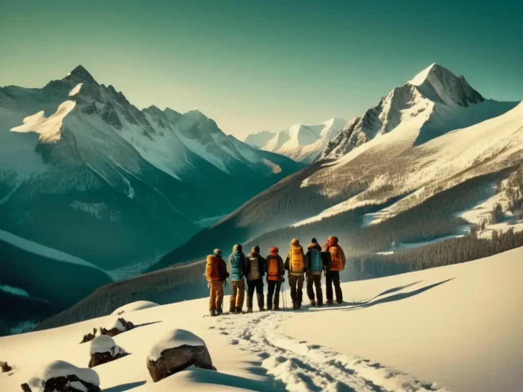 Expedicionistas unidos, sobreviviendo condiciones extremas en la montaña