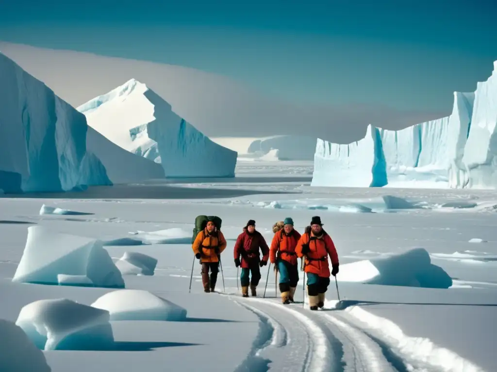 Expedición polar en paisaje ártico cambiante