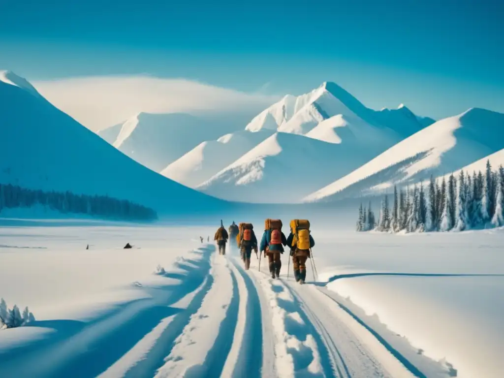 Exploradores en expediciones polares en Siberia