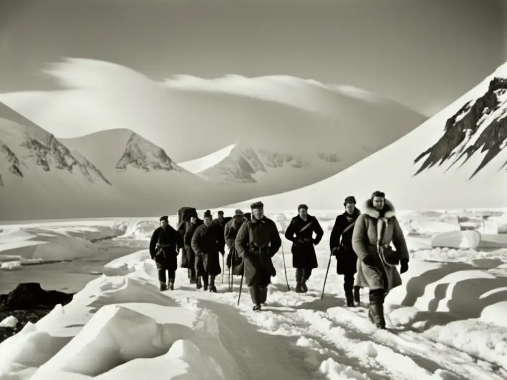 La Expedición de Richard Byrd: Vuelo sobre el Polo Norte en una fotografía vintage en blanco y negro de exploración ártica