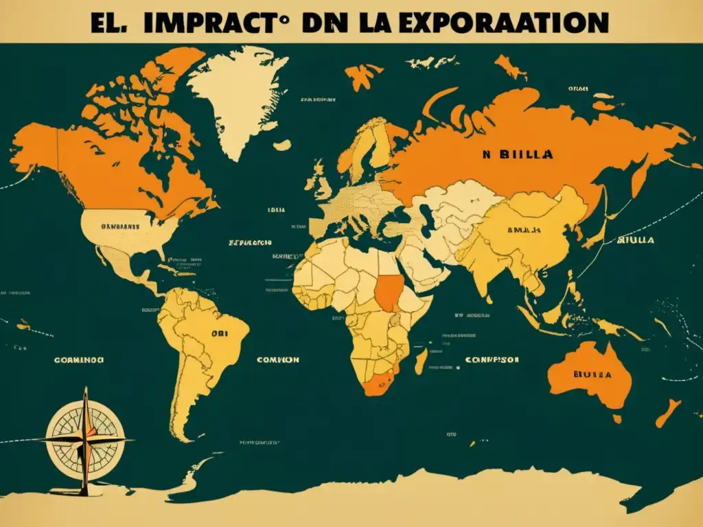 Ilustración vintage de brújula en mapa antiguo - El impacto de la brújula en la exploración global: Un análisis detallado