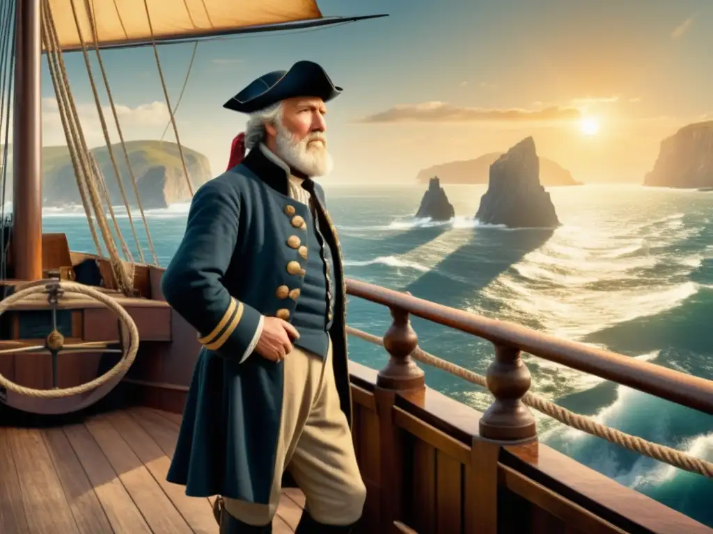 John Cabot en su barco, admirando la costa de América del Norte