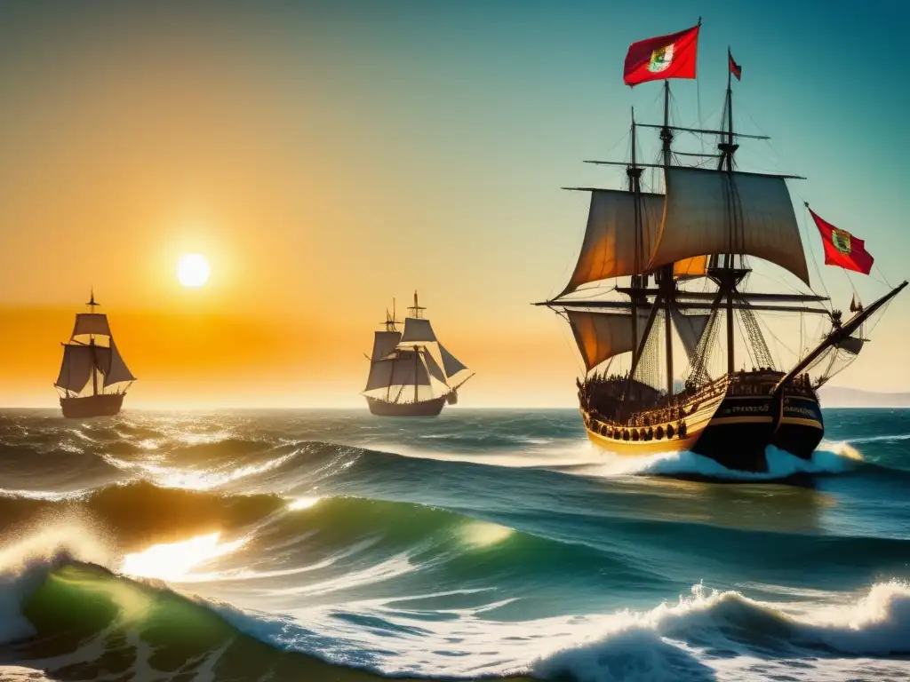 Carabelas portuguesas surcando el océano Las Carabelas Portuguesas: Descubriendo Nuevas Rutas Marítimas