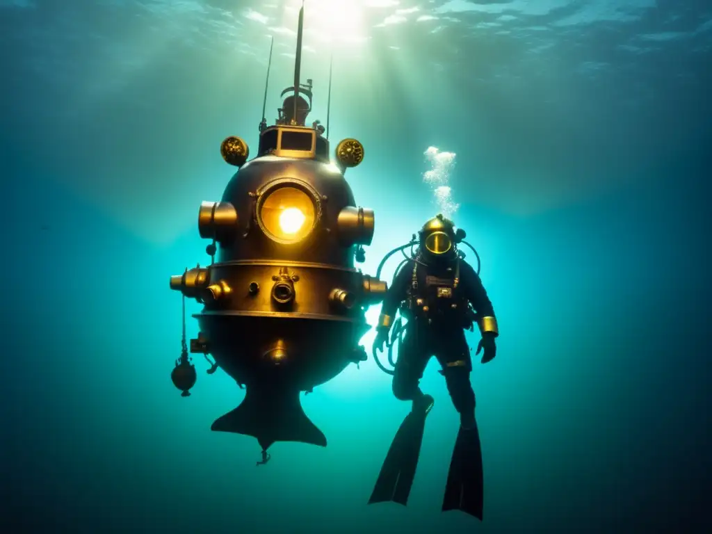 USS Maine naufragio: Descenso de buzos al océano oscuro, adornados con trajes y cascos de bronce