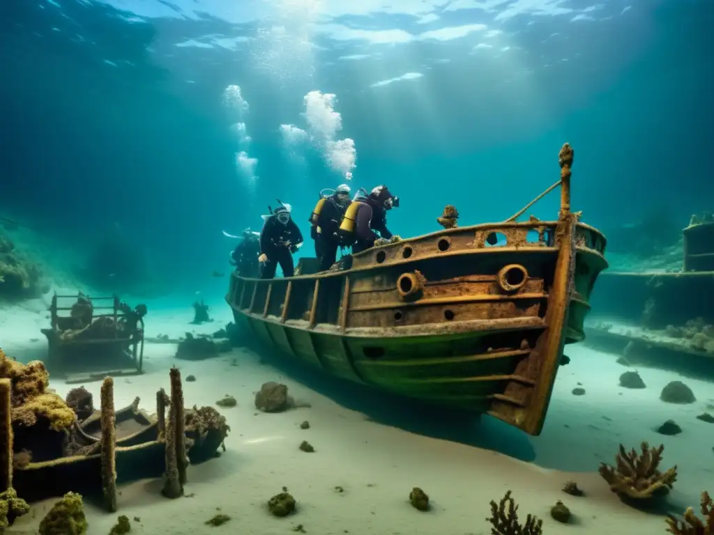 Exploración de los restos del Mary Rose por arqueólogos submarinos