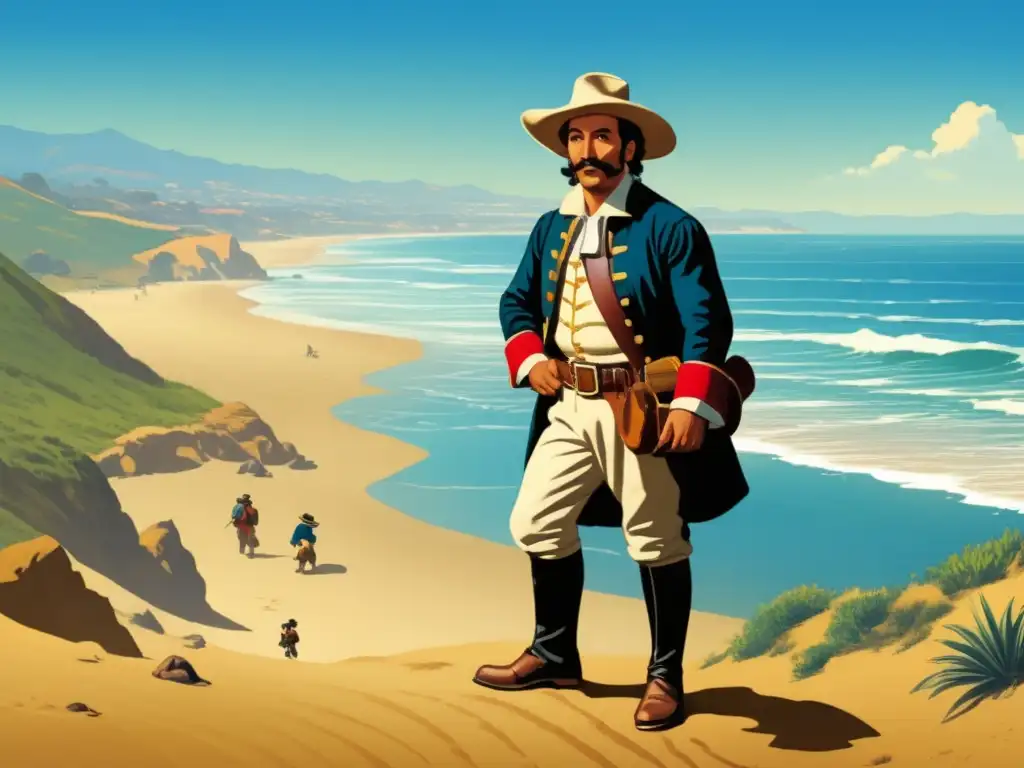 Primeros pasos de Cabrillo en la costa de California - Descubrimiento y aventura en una imagen vintage