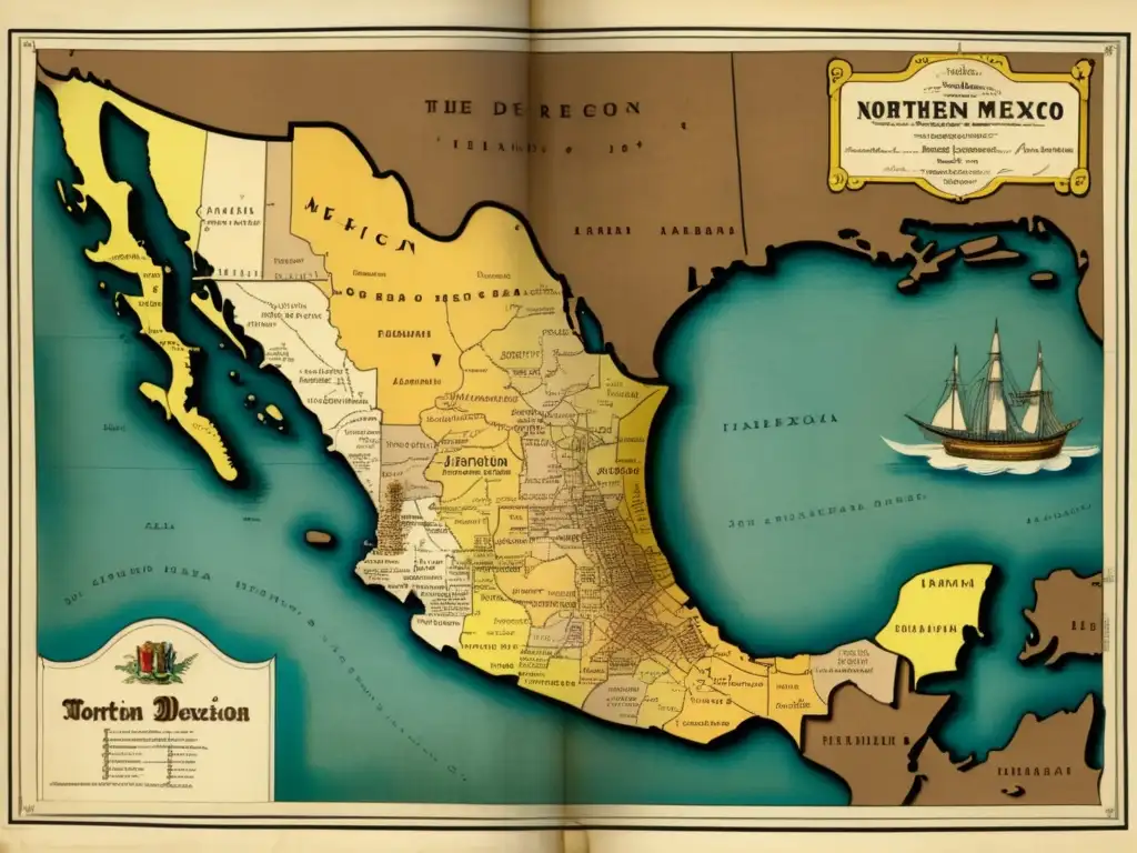 Mapa vintage del norte de México: El legado de Francisco de Ibarra y su aventura histórica (110 caracteres)