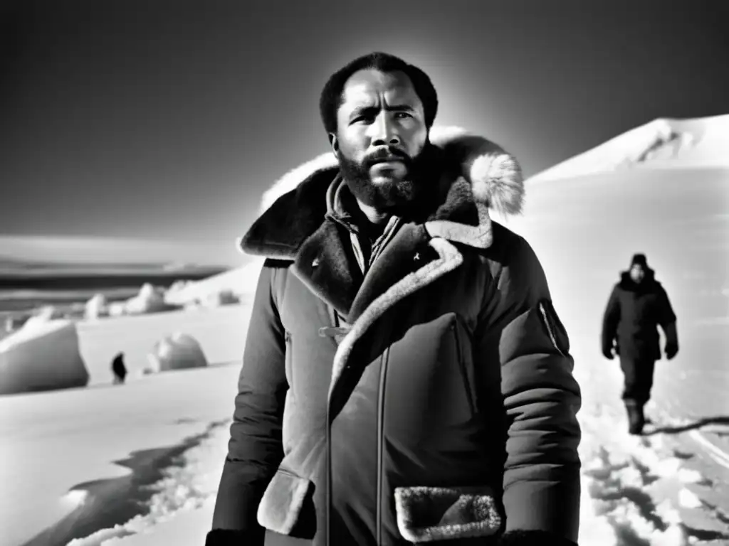 Matthew Henson, explorador afroamericano, en paisaje ártico