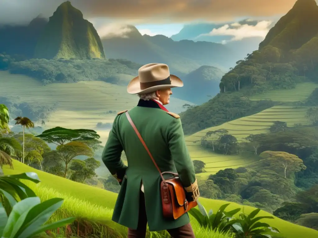 Alexander von Humboldt explorando la biodiversidad en la selva Amazónica, un icono de la exploración científica en América del Sur